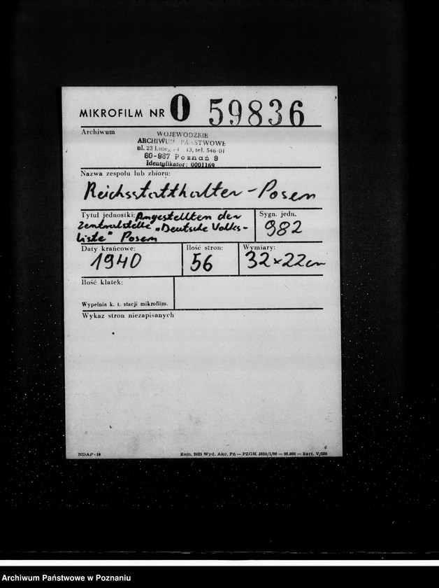 Obraz 2 z jednostki "Angestellten der Zentralstelle "Deutsche Volksliste" Posen"