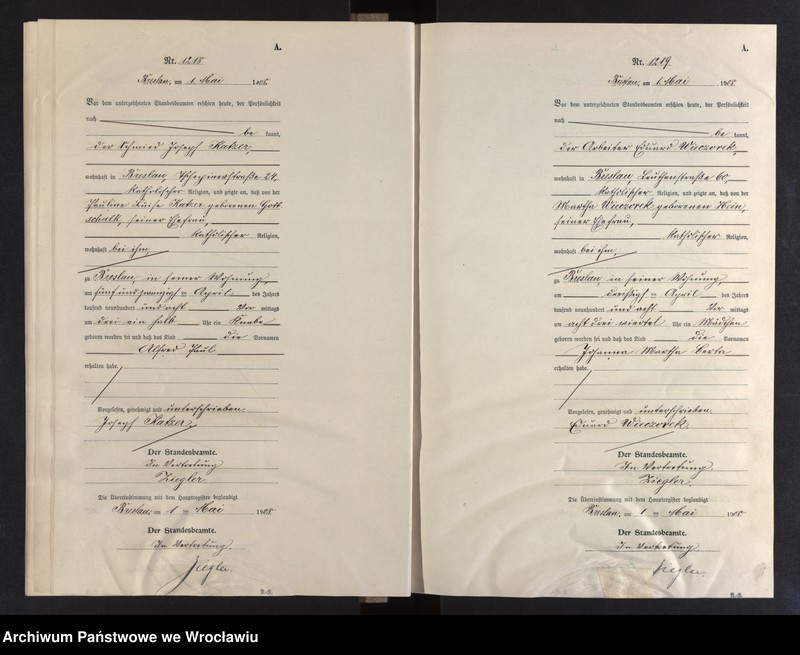 image.from.unit.number "Geburts-Neben-Register Breslau I 1908 Band 4"