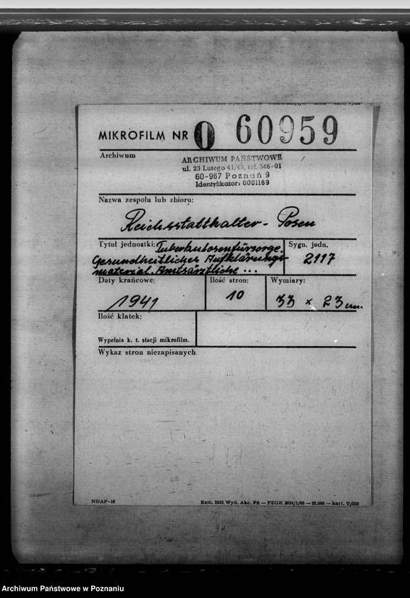 Obraz 2 z jednostki "Tuberkulosenfürsorge. Gesundheitliches Aufklärungsmaterial. Amtsärztliche Begutachtung von Neubauern und Anliegersiedler"