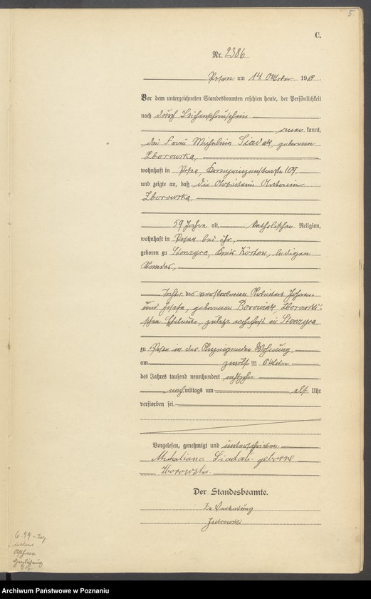 Obraz 7 z jednostki "Księga miejscowa zgonów tom VI [Rejestr główny zgonów]"