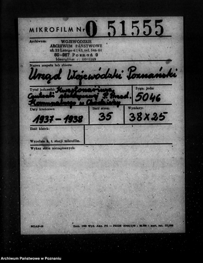 Obraz 2 z jednostki "Kwestionariusz Centrali elektrycznej Państwowego Przedsiębiorstwa Komunalnego w Chodzieży"