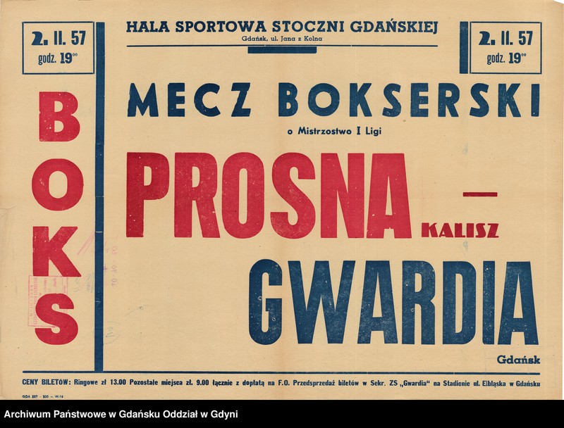 Obraz 11 z kolekcji "Afisze i plakaty wydarzeń sportowych organizowanych w Gdańsku w latach 50. i 60. XX w.111"