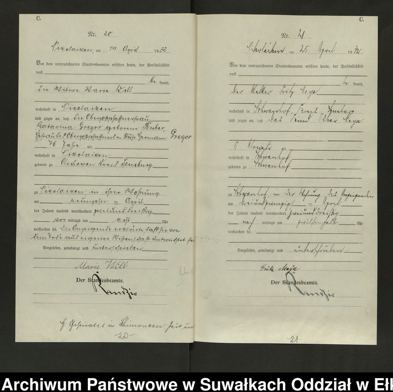 image.from.unit.number "Sterbe=Haupt=Register des Königlichen Preussischen Standes-Amtes Nikolaiken Kreis Sensburg"