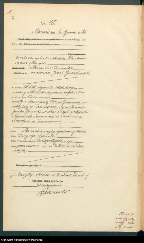 Obraz 20 z jednostki "Księga miejscowa zgonów tom I [Rejestr główny zgonów]"