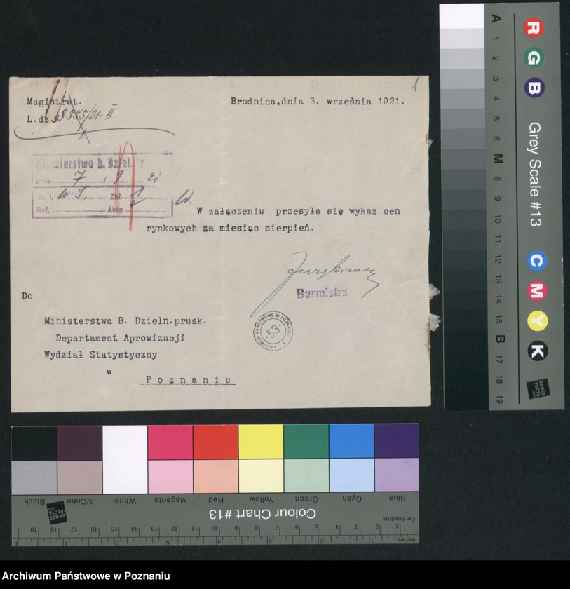 Obraz 3 z jednostki "[Wykazy cen rynkowych na artykuły spożywcze w poszczególnych miastach Województwa Pomorskiego za miesiąc sierpień 1921 roku]"