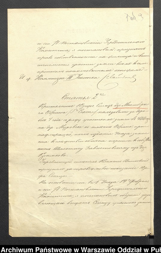 image.from.unit.number "O urządzaniu chłopów byłej rządowej wsi Kossaki, gm. Nur wchodzącej w skład prywatnej własności Obryte należące do Faddeju Siechieniu"