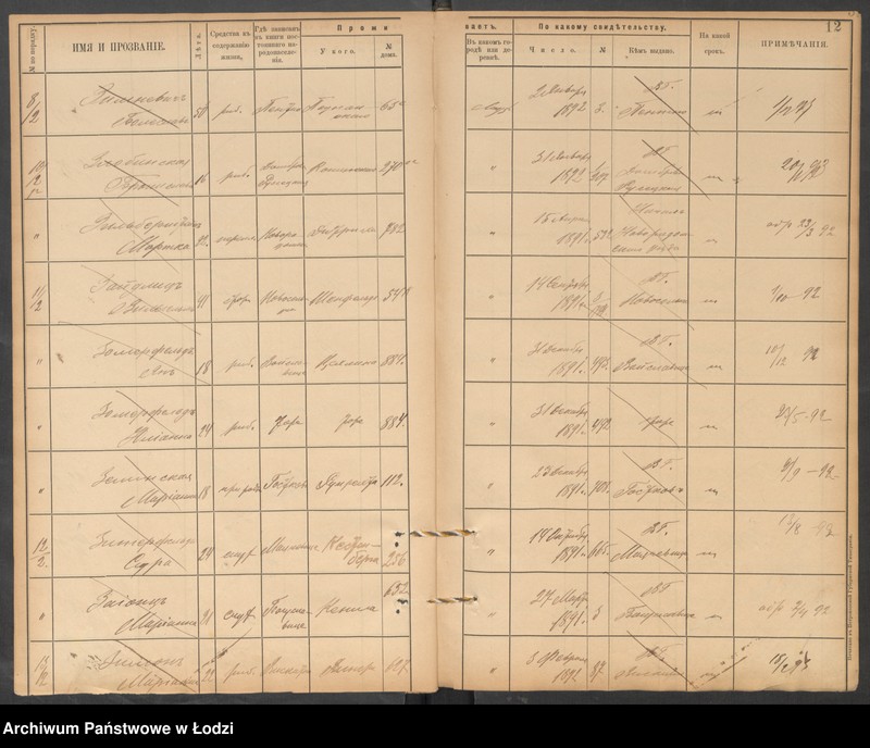 Obraz 14 z jednostki "[Księga ludności niestałej m. Łodzi lit. Z]"