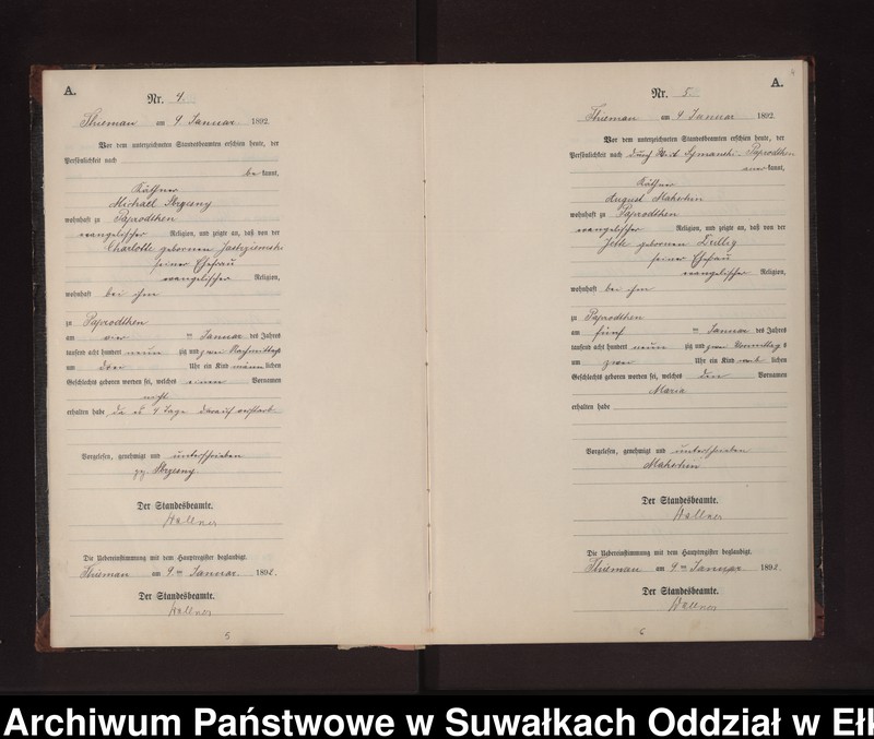 image.from.unit.number "Geburts-Neben-Register des Preussischen Standes-Amtes Rydzewen Kreis Loetzen"