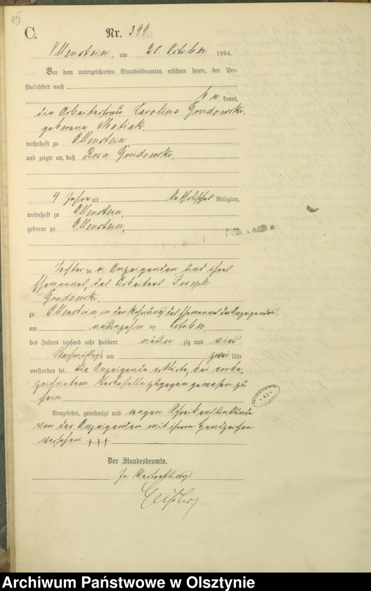 image.from.unit.number "Sterbe-Haupt-Register Tom II,Nr 386 - 494"