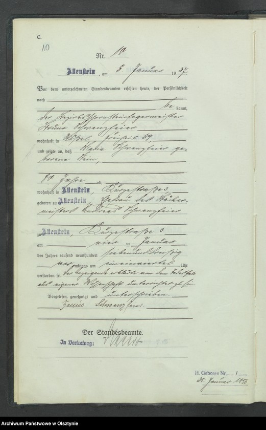 image.from.unit.number "Sterbe-Haupt-Register Tom I, Nr 1-351"
