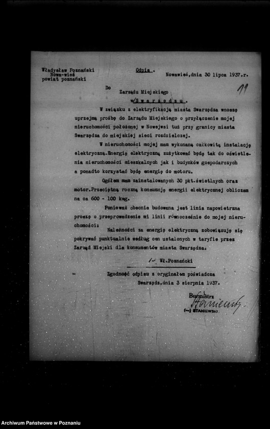 Obraz 15 z jednostki "Wniosek o uprawnienie na zakład elektryczny miasta Swarzędza powiat poznański"