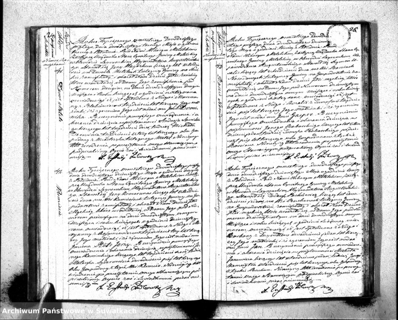 Obraz 14 z jednostki "Księga Aktów Urodzenia Urzędnika Stanu Cywilnego Gminy Metelskiey Pttu Seyneńskiego Wttwa Augustowskiego Od dnia 1- go Stycznia Tysiąc Osimset dwudziestego piątego roku 1825"