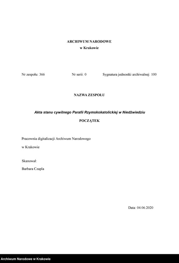 Obraz 1 z jednostki "Allegata do aktów stanu cywilnego parafii Niedźwiedź"