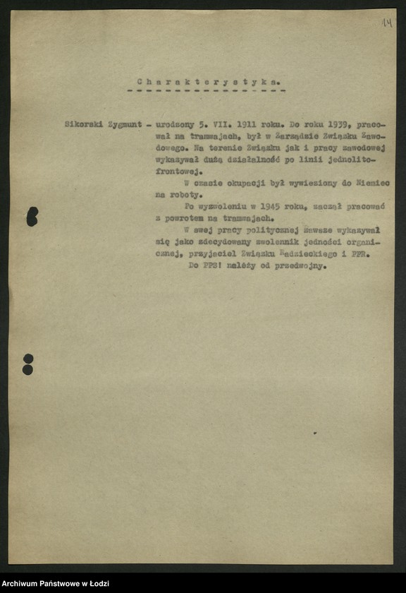 Obraz 15 z jednostki "Propozycje PPR i PPS w sprawie kierownictwa łódzkiej organizacji PZPR; [wykazy i charakterystyki kandydatów]"