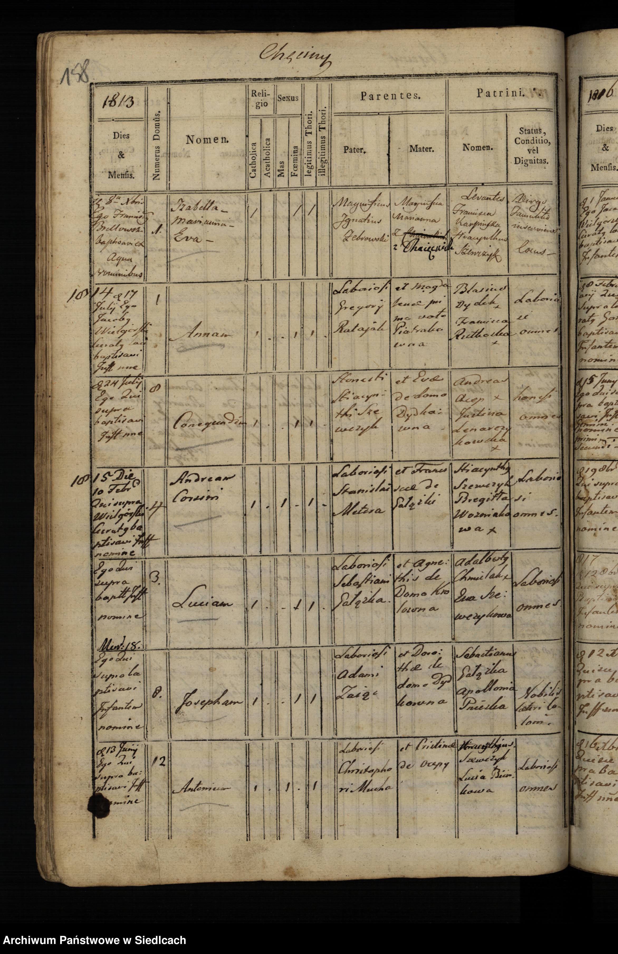 Skan z jednostki: Akta urodzonych od roku 1797 do roku 1825.