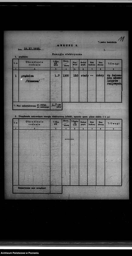 Obraz 15 z jednostki "Kwestionariusz Gazowni Miejskiej w Rakoniewicach powiat wolsztyński"