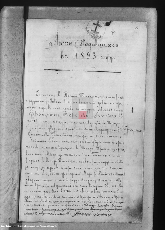 Obraz 5 z jednostki "Księga Urodzeń 1893-1894 Przerośl"