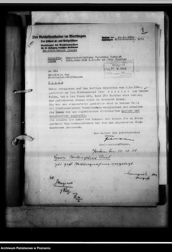 Obraz 5 z jednostki "Forderung gegen den Reichskommisar für die Fertigung deutschen Volkstums [Grundstück Schönfelde, Kreis Gnesen Bl. Nr.32]."