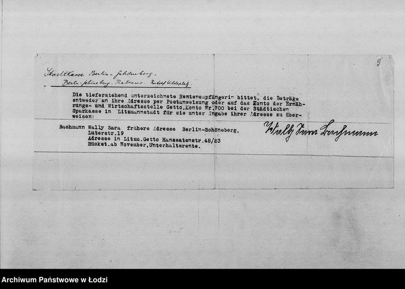 Obraz 12 z jednostki "Banken [Wykazy zagranicznych Żydów wsiedlonych do getta łódzkiego, którym należały się renty od instytucji ubezpieczeniowych oraz banków zachodnich]"