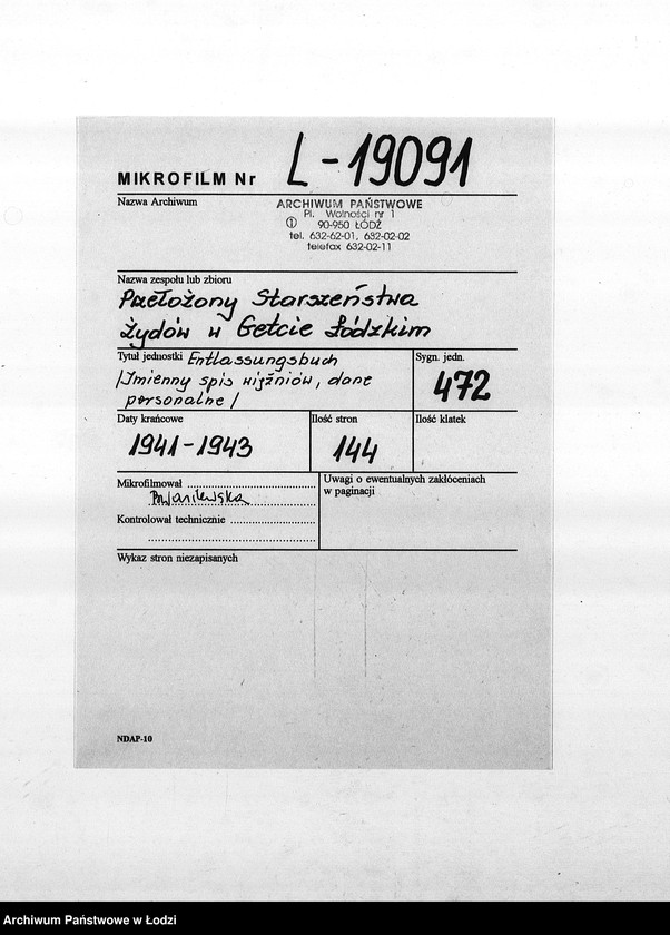 Obraz 2 z jednostki "Entlassungsbuch [Imienny spis więźniów, dane personalne]"