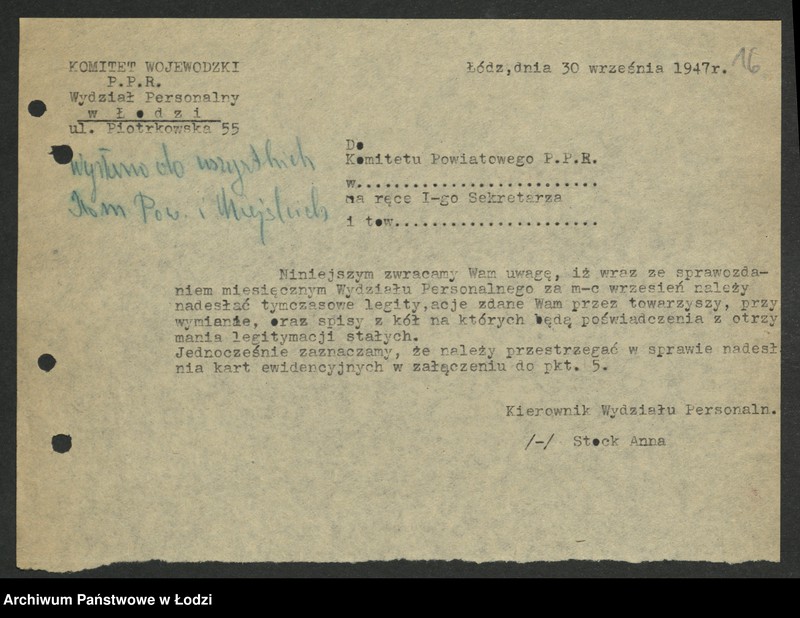 Obraz 17 z jednostki "[Pisma okólne, zawiadomienia Wydziału]"