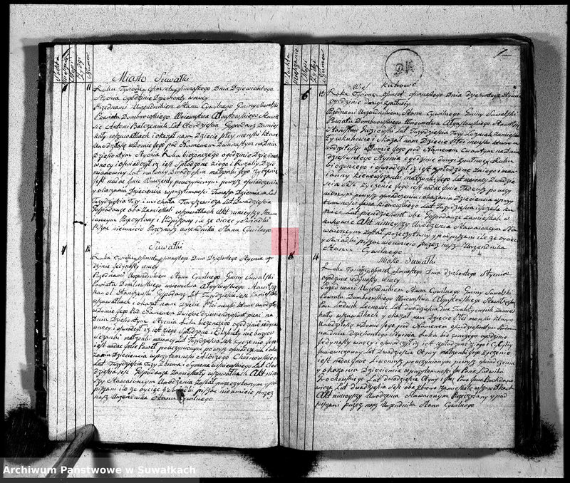 Obraz 6 z jednostki "Księga urzędnika stanu cywilnego gmniny suwalskiey zawierająca w sobie akta urodzonych od dnia 1-go stycznia 1818"