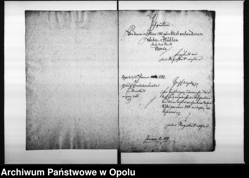 Obraz 13 z jednostki "Acta Designations von denen bey der Stadt Oppeln vorhandenen Weber-Stühlen"