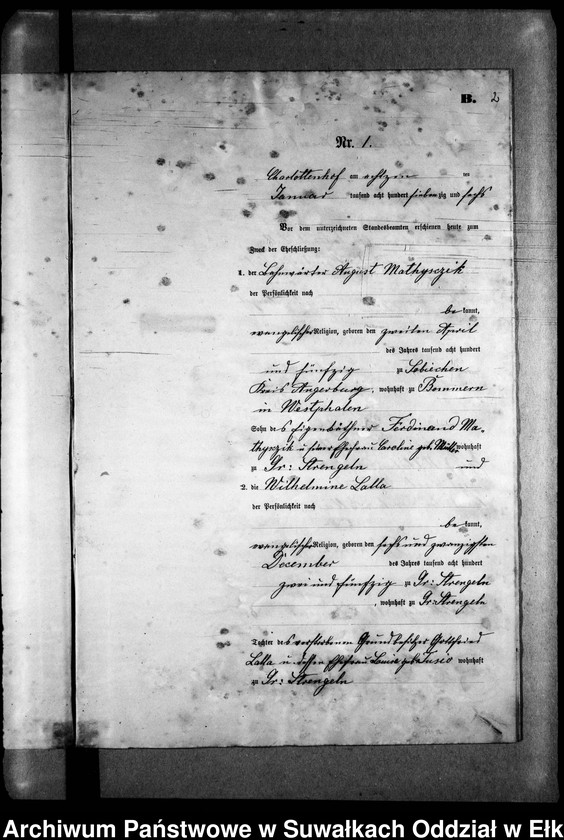 image.from.unit.number "Heiraths-Neben-Register des Preussischen Standes-Amtes Gr. Strengeln Kreis Angerburg"