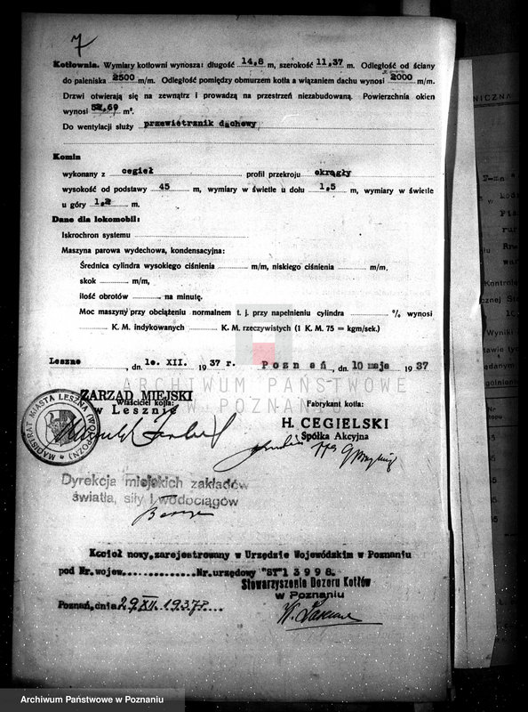 Obraz 11 z jednostki "Miejskie Zakłady Światła, Siły i Wodociągów w Lesznie nr woj. kotła 6841"