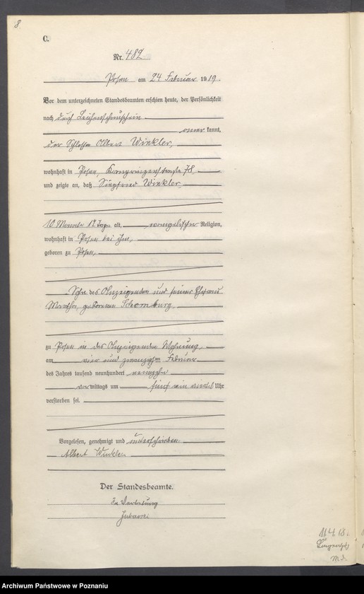 Obraz 10 z jednostki "Księga miejscowa zgonów tom II [Rejestr główny zgonów]"