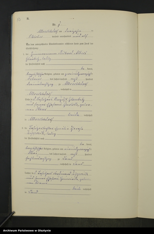 image.from.unit.number "Heiraths-Neben-Register Nr 1 - 9 [ Księga małżeństw - wtóropis ]"