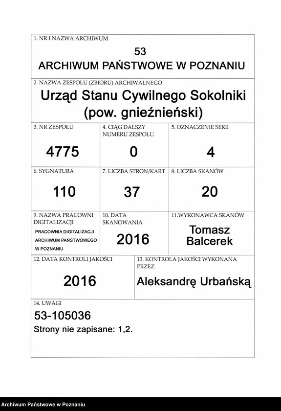 Obraz 1 z jednostki "Rejestr główny zgonów"