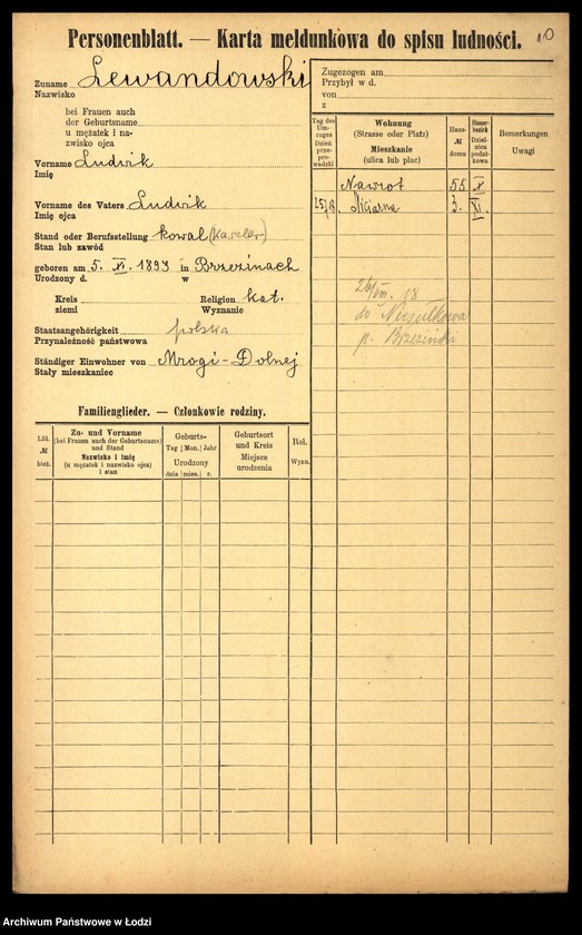 Obraz 12 z jednostki "[Spis ludności Łodzi] Lewandowski - Lewertow"