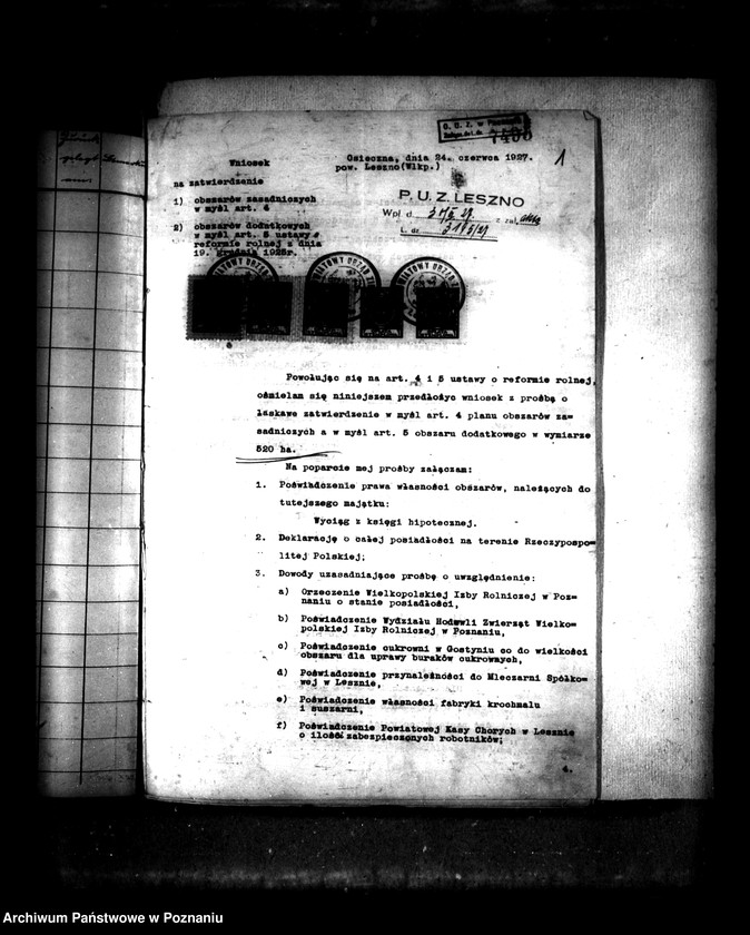 Obraz 5 z jednostki "Majątek Osieczna powiatu leszczyńskiego wyłączenie z art. 4/5 ustawy o reformie rolnej Henryk Heydebrand"