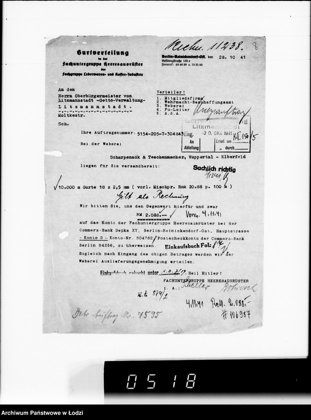 Obraz 12 z jednostki "Diverse Sch-Z [rachunki za dostawy towarów spoza Getta]"