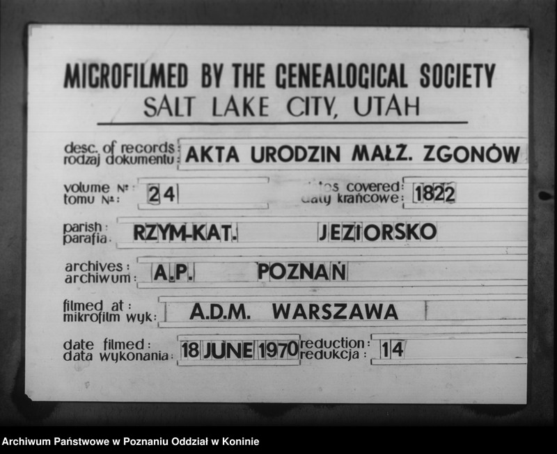 Obraz 1 z jednostki "Akta urodzeń, małżeństw i zgonu"