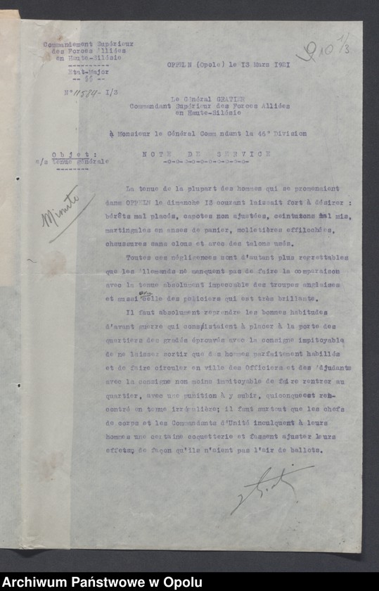 Obraz 12 z jednostki "Discipline-Recompenses-Decorations-Distractions-Punitions-Tenue generale /Korespondencja dotycząca dyscypliny, odznaczeń, pochwał, pracy oświatowej/"