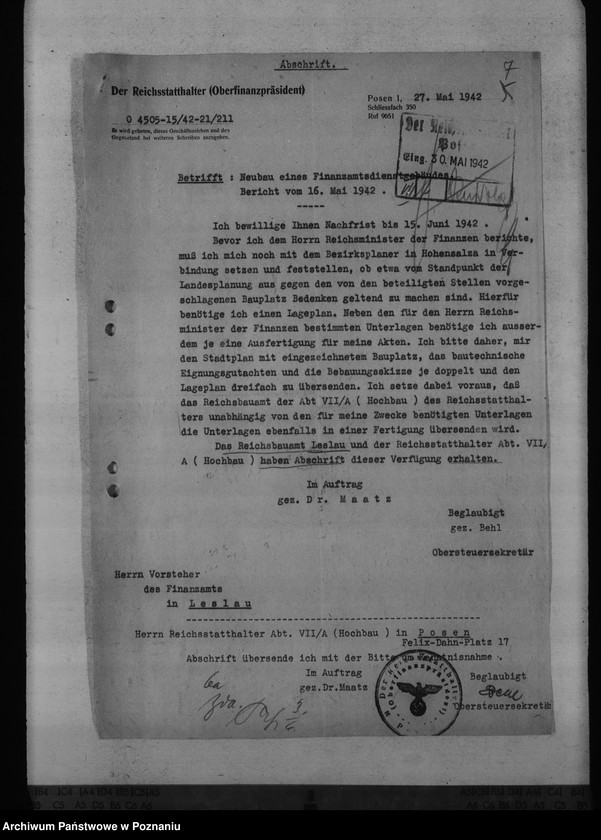 Obraz 12 z jednostki "Finanzämter - Neubauten der Dienstgebäude in Leslau, Lissa, Gnesen, Turek"