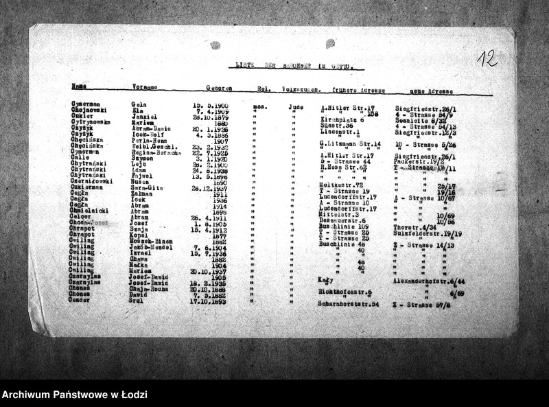 Obraz 16 z jednostki "[Alfabetyczny spis mieszkańców getta. Litera C]"