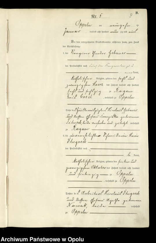 Obraz 12 z jednostki "Rejestr Małżeństw pierwopis 1891 [Opole] 1-142"