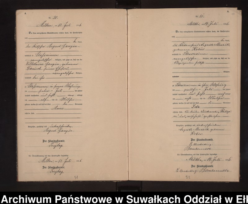 image.from.unit.number "Geburts-Neben-Register des Preussischen Standes-Amtes Stasswinnen Kreis Lötzen"