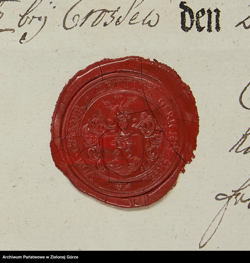 image.from.unit.number "Ernst Ludvig von Gloger, Landrat i pan dziedziczny majątku Czetowice wystawia swemu podwładnemu Friedrichowi Schwentzer świadectwo prawego urodzenia"