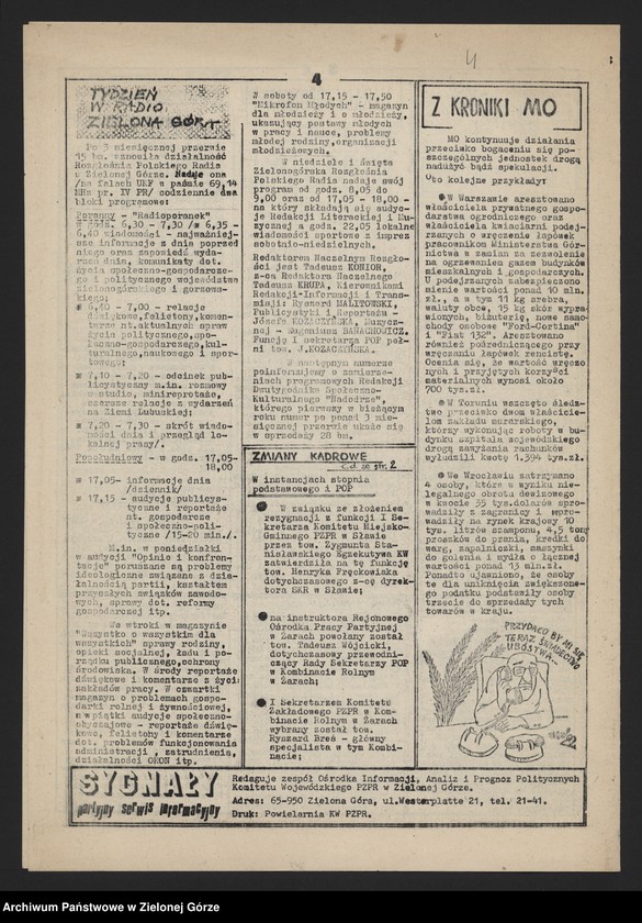 image.from.unit.number "Sygnały. Partyjny Serwis Informacyjny; numery: 2-6, 9, 11, 13, 19, 21, 23-24, 30, 34-35, 40 z 1982 roku, 107, 109-110 z 1983 roku"