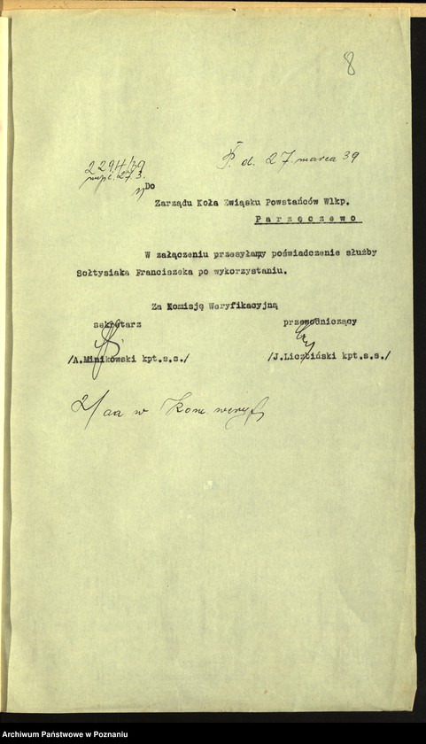 Obraz 12 z jednostki "Parzęczewo, powiat Kościan - akta koła."