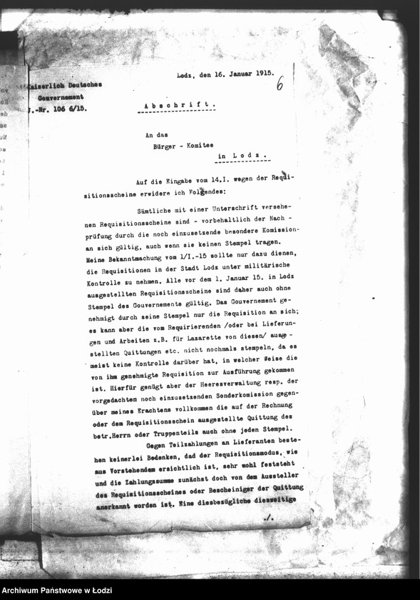 Obraz 9 z jednostki "Główny Komitet Obywatelski [Korespondencja z władzami niemieckimi dot. uregulowania należności za rekwizycje na rzecz wojska]"