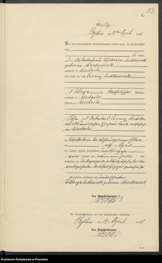 Obraz 15 z jednostki "Sterbe-Neben-Register"