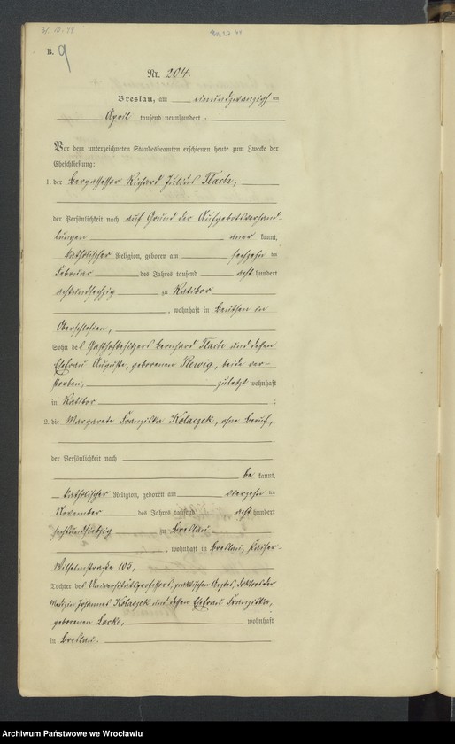 image.from.unit.number "Heiraths-Haupt-Register Breslau IV 1900 Band 2"