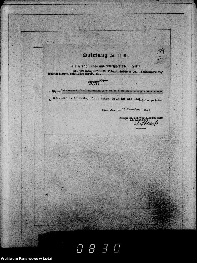 Obraz 13 z jednostki "J.121-135 [Wnioski Żydów w Getcie o zwrot długów za wzięty na kredyt towar przez kupujących]"