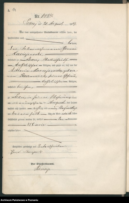 Obraz 17 z jednostki "Księga urodzeń t. IV"