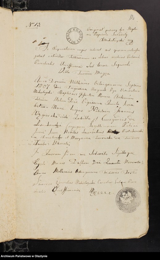 image.from.unit.number "Annexa Slubne z parafii Janowieckiey Obwodu Mławskiego z Roku 1833"